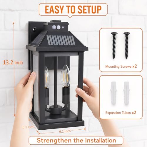 Solar Porch Lights Outdoor: Solar Wall Sconce Lights with Motion Sensor - Image 6