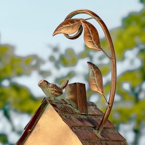 Copper Colored Fancy Design Birdhouse Garden Stakes (Stretched Classic House Shape) - Image 4