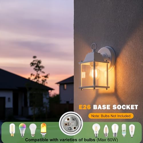 LIT-PaTH Outdoor Wall Light Fixture, Aluminum Glass, White, 2 Pack - Image 4