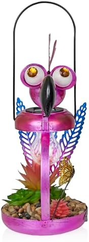 Alpine Corporation LYT288SLR-HH Solar-Powered Metal Flamingo w/Garden Enclosed LED Light, Solar Patio Décor, 16''H, Pink - Image 2
