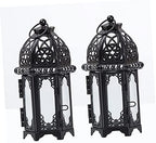 2pcs Morocco Style Iron Glass Candle Lanterns Xmas Decorative - Image 2