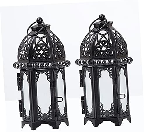 2pcs Morocco Style Iron Glass Candle Lanterns Xmas Decorative - Image 2