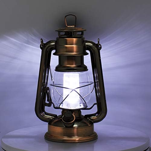 YAKii LED Vintage Lantern Metal Hanging Hurricane 12 LED Dimmer Switch Cold White Battery Operated Power Outage Indoor Camping Lighting Outdoor Brooklyn (Copper 2 Pack) - Image 3