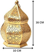 DESI SAMAAN Store Moroccan Iron Hanging Lantern Lamp, Tealight Holder, Lanterns for Home Decoration, Diwali Ganesh Chaturthi Christmas Eid Festival Balcony Décor Items (Golden) - Image 2