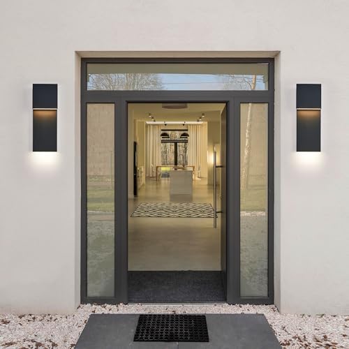 Tarentlight Modern Porch Lights with 2 Pack,Outdoor Indoor Integrated LED Wall Lights,2-Light Total 17W,3000K, Textured Black Finish,Outside Lights Waterproof for House Front Door Patio Garage - Image 2