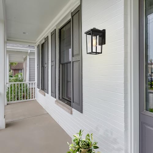 LALUZ Black Outdoor Wall Lights for House, Modern Farmhouse Porch Patio Lights Outdoor Wall Mount with Clear Glass, Waterproof Rectangular Exterior Outdoor Sconce Wall Lantern Light Fixture - Image 3