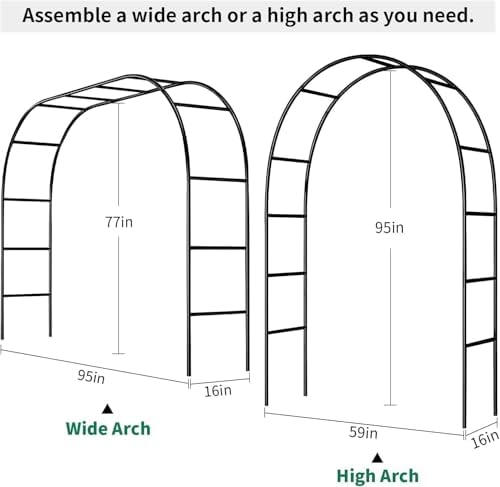 Garden Arch Trellis for Climbing Plants Outdoor Wedding Arches for Ceremony Black Metal Garden Arbor Indoor Garden Arches for Party Decoration 7.9ft Wide X 6.4ft High (Black Garden Arch) - Image 6
