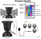 Pond Lights, RGB Outdoor LED Fountain Lights Underwater Landscape Spot Lights IP68 Waterproof Dimmable Memory for Garden Yard Lawn Waterfall (4 Lights) - Image 4