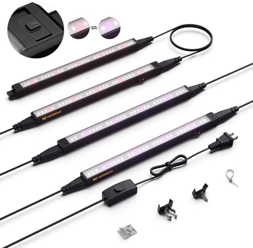 Maygrove Grow Lights for Indoor Plants, Tunable Spectrum 1FT LED Growing Lamp 28W (4 x 7W), T5 Grow Light Strip for Seed Starting, Vegetables, Linkable, Black, 4-Pack by MAYGROVE