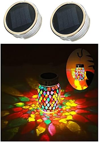 Mosaic Solar Lights Outdoor Hanging Lanterns, Rechargeable Mosaic Solar Lanterns， Outdoor Waterproof Solar Night Lights Table Lamps for Decorations by SolarGardenDecorationLight