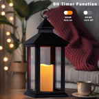 Lanterns Decorative Indoor, 2 Pack Black Decorative Flameless Candle Lanterns with Timer, Vintage 14" Waterproof Hanging Outdoor Lanterns, Battery Operated for Porch, Patio, Wedding Decor - Image 4