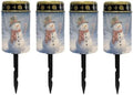 Poceacles Outdoor Solar Lights Solar Grave Candle Outdoor Waterproof Cemetery LED Candles for Cemetery Lawn Porch Christmas Winter Holiday Decor, Snowman Tree Pattern, Pack of 4 by Poceacles