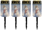 Poceacles Outdoor Solar Lights Solar Grave Candle Outdoor Waterproof Cemetery LED Candles for Cemetery Lawn Porch Christmas Winter Holiday Decor, Snowman Tree Pattern, Pack of 4 by Poceacles