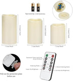 Flameless Candles 4" 5" 6" Outdoor Indoor Pillars Battery Operated Flickering Candles Include 10-Key Remote Timer 400+ Hours by 2 AA Batteries (Ivory Candle - Warm light, 3"D x 4"|5"|6" H - 12 Pack) - Image 4