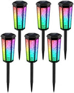 Solar Pathway Lights Outdoor, 6 Pack Amber and RGB Garden Lights by Unknown