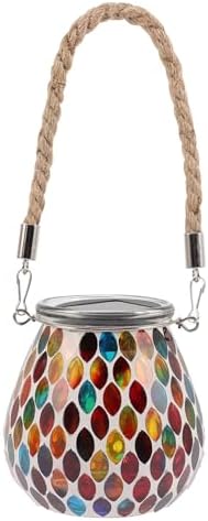 Jar Solar Outdoor Light Waterproof Glass Red Lantern Ornament by INOOMP