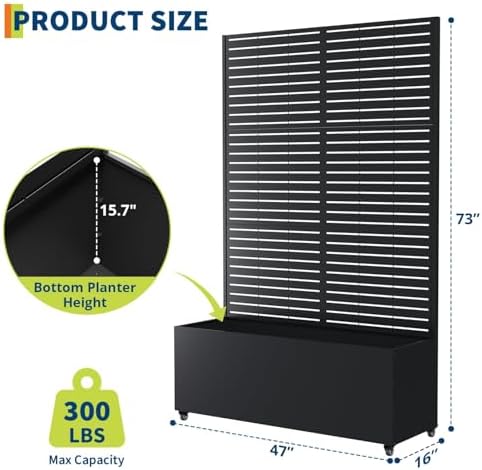 GarveeLife Metal Planter Box with Trellis and Wheels 71"x47"x16" - Image 2