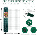 Green PVC Coated Welded Wire Fence 48" x 50' Roll, 2"x4" Mesh, 14 Gauge - Image 3