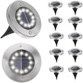 Solar Ground Lights Outdoor 12 Pack 4.6", Waterproof, Cool White by Kelvinlux