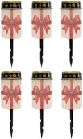 Poceacles Holiday Cemetery Candle Grave Lights Outdoor Waterproof Decoration Pathway Lights Garden Solar Candle for Christmas Holiday Party Decor, Red Bow Stripes, 6 Pack by Poceacles