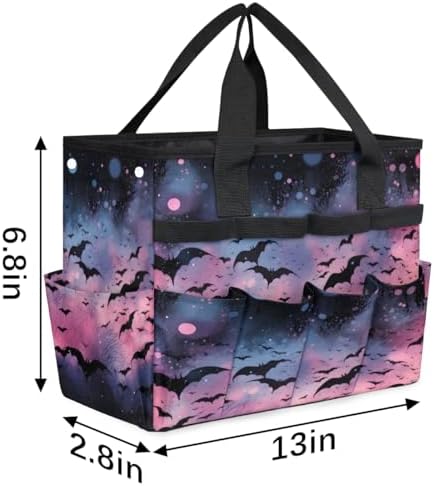 Bat Garden Tool Bag Organizer Heavy Duty Halloween Bat Gardening Tote Bag with 10 Pockets for Women Men Gardening Gifts - Image 3