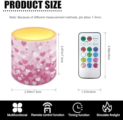 Set of 4 Flameless Candles Valentines Day Stylish Pink Heart Battery Operated LED Candles with Color Changing Timer Remote Control Tea Lights for Wedding Home Decorations - Image 3