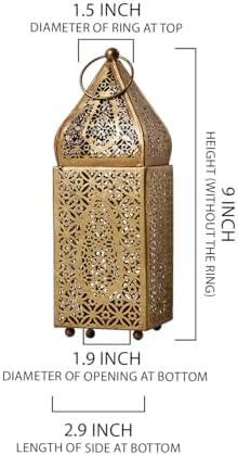 Serene Spaces Living Moroccan Lightweight Thin Gold Ornate Candle Lantern, Antique Gold Lantern, Decorative Candle Holders, Indian Wedding, Eid, Ramadan, 2.75" Diameter & 8.5" Tall, Pack of 6 - Image 6