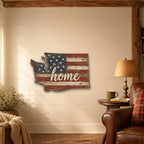 Washington "Home" State Shape Sign — Vintage American Flag Wall Decor — UV-Printed Aluminum (Not Real Wood) — Patriotic State Pride Art for Indoors & Outdoors — Made in USA - Image 5