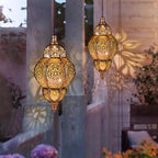 Hanging Solar Lantern Outdoor Decor 2Pack, 9.5In Moroccan LED Lights for Outside Garden Decorations, Waterproof Solar Lanterns Garden Gifts for Mom, Women, Patio, Yard (Copper) - Image 6