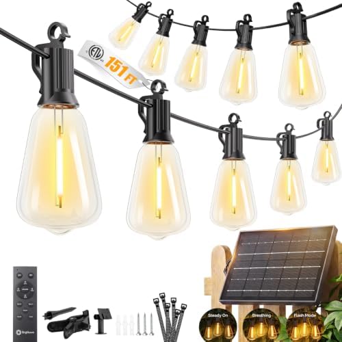 Brightown 151FT Solar String Lights Outdoor Waterproof, Up to 26Hrs Runtime by Brightown
