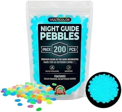 Colorful Glow in the Dark Rocks, Luminous Garden Stones for Landscaping Decor, Aquarium, Outdoor Paths, 200pcs Multi-Color Glowing Pebbles by Unknown