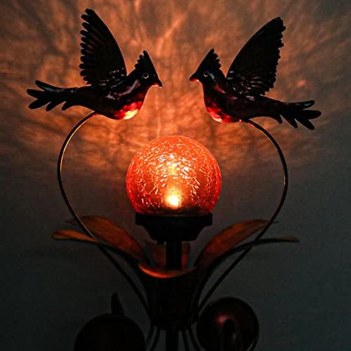 Decorative Solar Outdoor Light, Cardinal Glass Globe Stake For Lawn Yard - Image 6