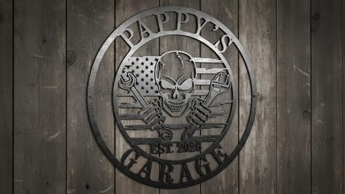 Personalized Garage Metal Sign - Custom Workshop Wall Decor for Dad, Grandpa - Vintage Man Cave Name Plate - Outdoor Metal Wall Art - Unique Birthday & Father's Gifts for Him, Papa - Image 3