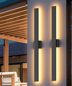Aipsun 2 Packs Black Outdoor Wall Light 39.4inch Modern LED Exterior Wall Sconce, Long LED Linear Exterior Lights 3000K 4000K 6000K for Entrance, Hallway, Garage, Porch(3CCT) by Aipsun