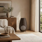 Outdoor Rattan Floor Lamp,Coffee Wicker Lampshade,for Patio and Garden - Image 4