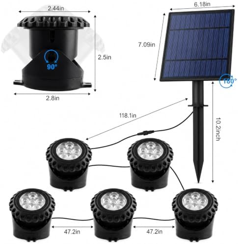 T-SUN Solar Pond Lights RGB, Solar Underwater Pond Lights Color Changing - Image 5