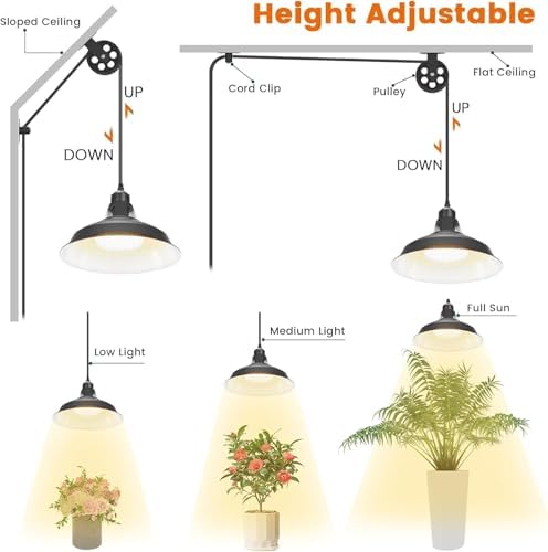 MYSWEETY Hanging Grow Light for Indoor Plants, 18W 3000K- 2PCS - Image 2