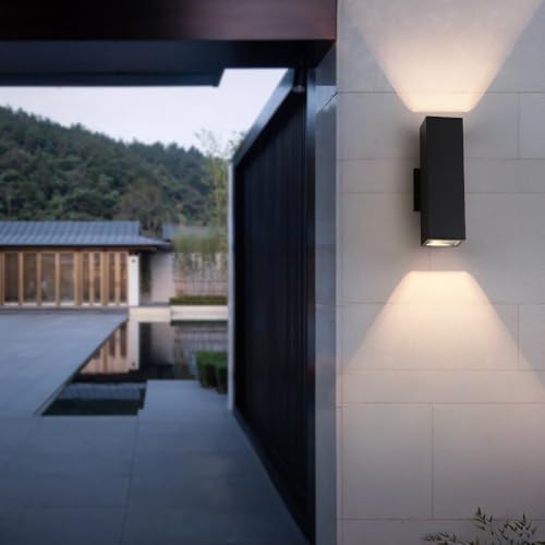 Cerdeco 13" Black Square Modern Outdoor Wall Light Exterior Wall Sconce - Image 4