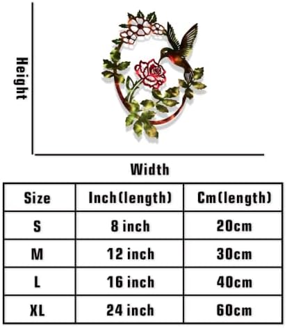 Hummingbird and Rose Metal Wall Art Floral Plaque Rustic Garden Decor for Living Room Porch Indoor Outdoor Hanging Ornament (16 Inch) - Image 6