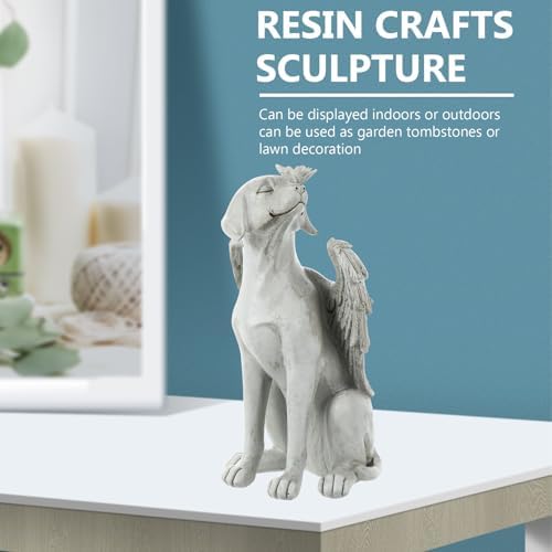 Resin Memorial Dog Angel Statue, Outdoor Garden Grave Tribute Stone - Image 5