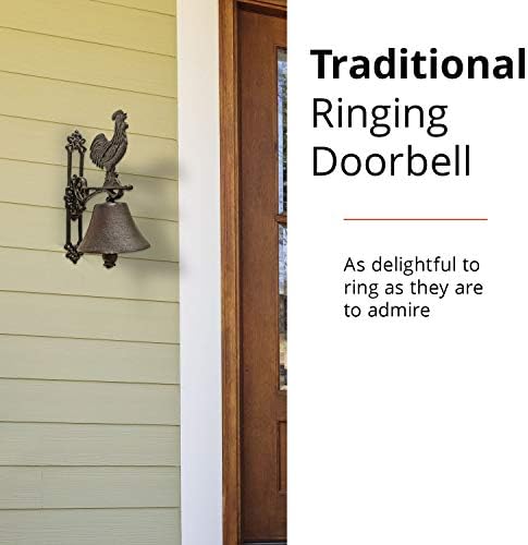 NACH Cast Iron Rooster Doorbell, Small Door Bells for Homes, Rustic Dinner Bell, Kitchen Door Bell, Metal Doorbells, 4.5x7.5x12 inch, JS-90-080 - Image 2