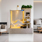 Modern Cement Water Fountain with LED Lights – 8.2ft Indoor Outdoor Garden Wall Feature, Durable Concrete Look (Left)(Right) - Image 2