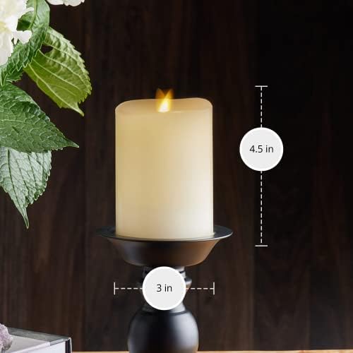 Luminara Realistic Artificial Moving Flame Pillar Candle - Moving Flame LED Battery Operated Lights - Unscented - Remote Ready - Remote Sold Separately - Ivory - 3" x 4.5" (Pack of 3) - Image 5