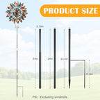 LEIFIDE Black 72" h Replacement Pole for Large Wind Spinner, Windmill Replacement Parts, Three-Part Composition, 22mm Thicker Tube, Easy Assembly for Large Metal Wind Spinner (2 Prongs Base) - Image 2
