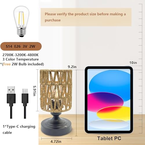 Set of 2 Cordless Rechargeable Table Lamps Night Light Desk Lamp - Image 5