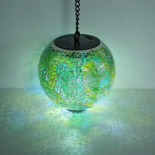Mosaic Solar Lanterns Waterproof Hanging Solar Lights Graden Decor, Green - Image 4