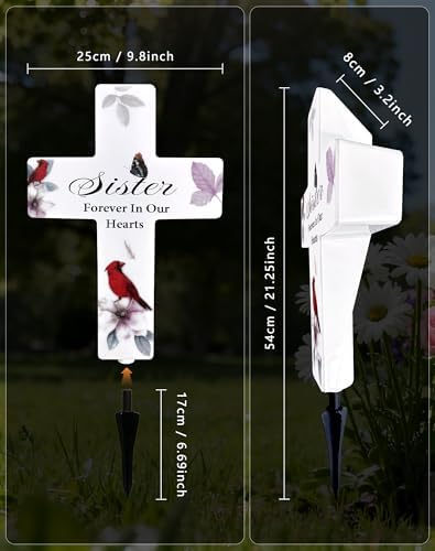 Solar Cross Light, Sister Grave Decorations for Cemetery Memorial - Image 3