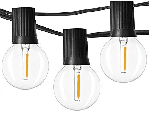 Outdoor String Lights 48ft with 23+2 Spare Bulbs, Shatterproof Dimmable Waterproof, LED 1W 60LM 2200K Warm Glow for Indoor/Outdoor Decoration and Lighting -Black Wire by Newpow