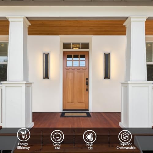 Modern Exterior Light Fixture, LED Outdoor Wall Lights Black, 23.6'' 1 Pack - Image 3