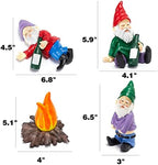 Extra Large Drunk Garden Gnomes Figurines | Set of 4 | Funny Dwarf Knomes Around Fire Pit, Adorable Naughty Drunken nombs Indoor & Outdoor Decor - Patio, Porch, Yard Lawn Art (Naughty Firepit Set) - Image 3